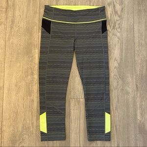 Lululemon cropped leggings with neon accents